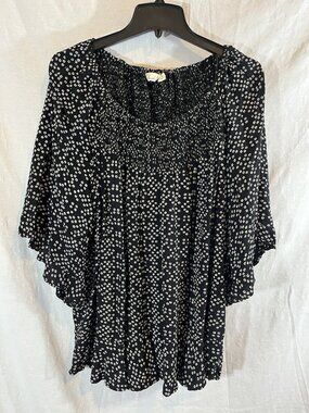 Caffe Marrakesh Women’s 3X Black & White Spotted Print Blouse